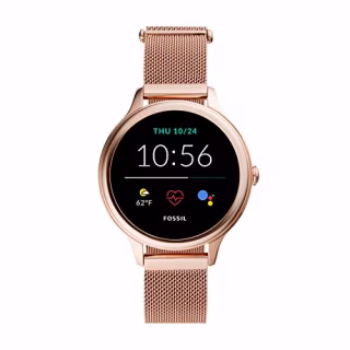 Fossil 42mm Gen 5E Stainless Steel Mesh Touchscreen Smart Watch, Rose Gold