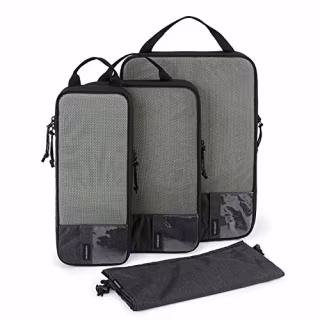 Packing Cubes, BAGSMART 4 Set Compression Packing Cubes for Travel, Expandable Travel Organizer for Luggage, Lightweight Suitcase Organizers for Man & Woman, Black