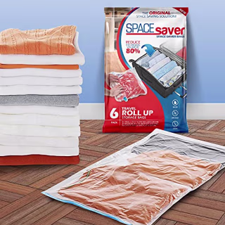 Spacesaver Premium Travel Roll Up Compression Storage Bags for Suitcases -No Pump or Vacuum Needed - Perfect for traveling! (Travel 8 Pack)