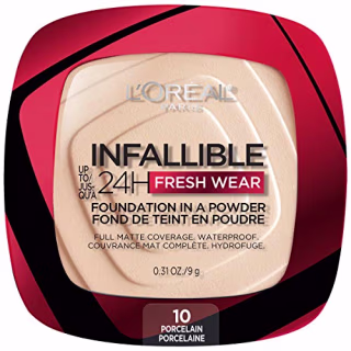 L'Oreal Paris Infallible Fresh Wear Foundation in a Powder, 010 Porcelain, 0.31 Fl Oz