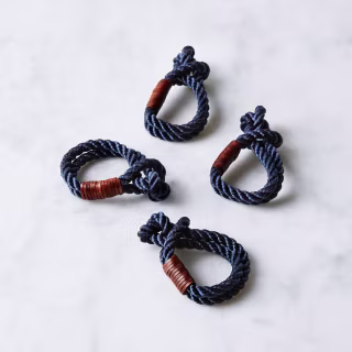 Nautical Rope & Leather Napkin Rings (Set of 4)