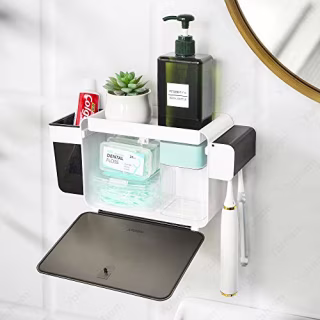 YOHOM Toothbrush Holder Wall Mounted Adhesive Dental Storage Organizer