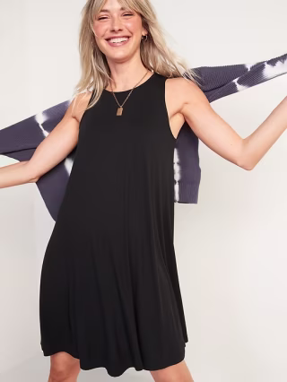 Sleeveless Jersey-Knit Swing Dress