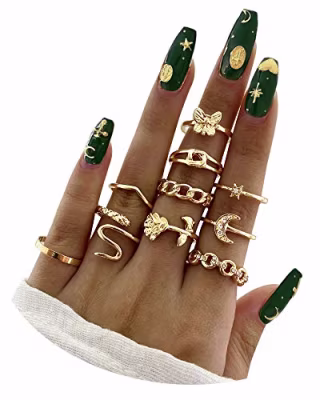 Gold Knuckle Rings Set