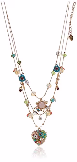Betsey Johnson Multi-Woven Heart Illusion Necklace