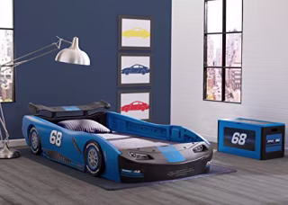 Delta Children Turbo Race Car Twin Bed, Blue