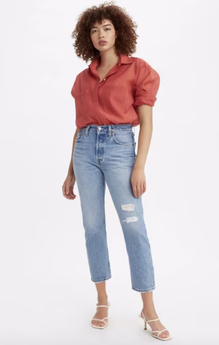 Levi's 501 Distressed Crop Jeans