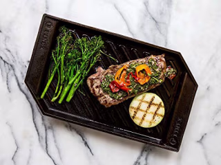 FINEX 15" Cast Iron Lean Grill Pan, Modern Heirloom, Handcrafted in the USA, Pre-seasoned with Organic Flaxseed Oil