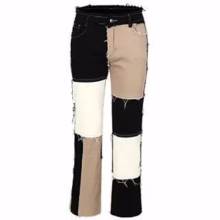 Thunder Star Patchwork Straight Leg Jeans