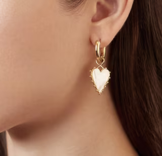 BaubleBar Mother-of-Pearl Heart Drop Hoop Earrings