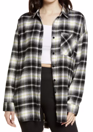 BP. Boyfriend Plaid Button-Up Shirt