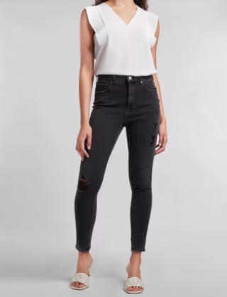 Express Pleated Ruffle Trim Tank