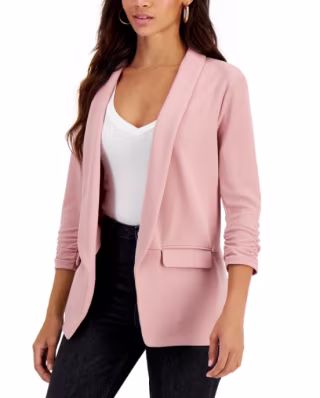 Bar III Solid Knit 3/4-Sleeve Boyfriend Blazer