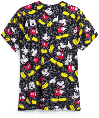 Cherokee Tooniforms Disney All the Mickeys Unisex 2-Pocket V-Neck Print Scrub Top