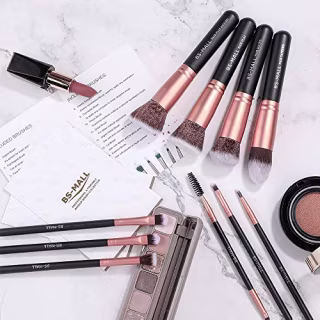 BS-MALL Makeup Brushes Premium Synthetic Foundation Powder Concealers Eye Shadows Makeup 14 Pcs Brush Set, Rose Golden, 1 Count