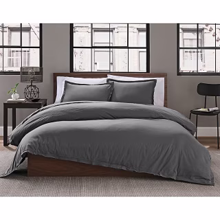 Garment Washed Solid Duvet Cover Set