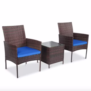 Pyramid Home Decor Rattan Patio 3-Piece Bistro Set