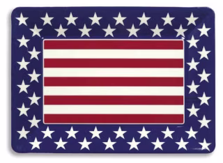 Medium Plastic Serving Tray Red, White and Blue Patriotic