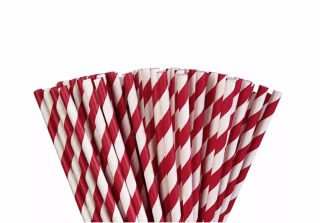 Red Striped Paper Straws 80ct