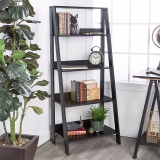Forest Gate 55-Inch Modern Ladder Bookcase in Black