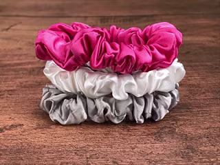 Celestial Silk Mulberry Silk Scrunchies for Hair (Small, Hot Pink, Silver, White)