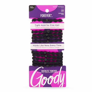 Goody Forever Ouchless Elastic Thin Hair Tie - 10 Count, Black - Medium Hair to Thick Hair - Hair Accessories for Women and Girls