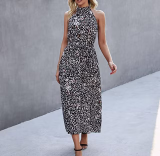 PRETTYGARDEN Halter Neck Maxi Dress