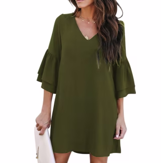 BELONGSCI Bell Sleeve Shift Dress