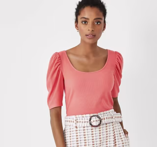 Ribbed Scoop Neck Top