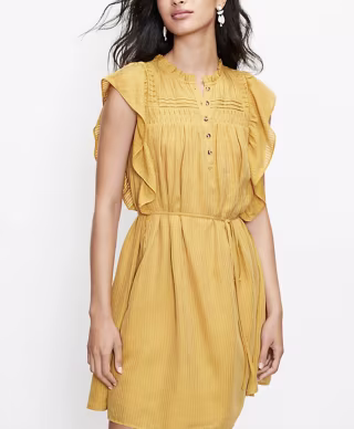 Loft Pintucked Ruffle Swing Dress