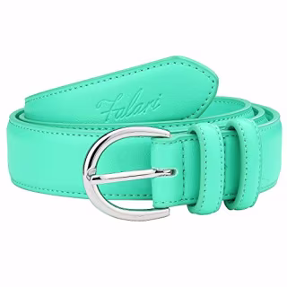 Falari Women Genuine Leather Belt Fashion Dress Belt With Single Prong Buckle 6028-TiffanyGreen-M
