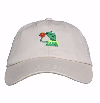 Marthasky Baseball Cap Kermit The Frog Sipping Tea Logo Trucker Hat Unisex Outdoor Adjustable Strapback Cap Beige