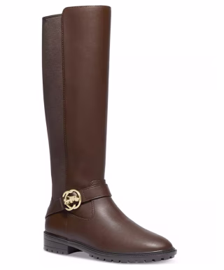 Coach Farrah Wide-Calf Logo Buckle Riding Boots