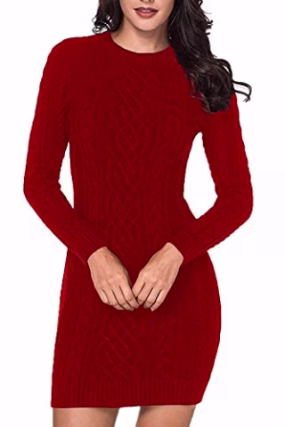 LaSuiveur Slim Fit Cable Knit Long Sleeve Sweater Dress