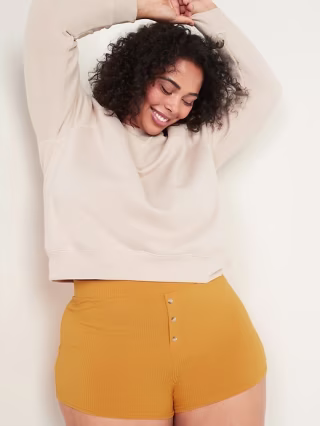 Old Navy High-Waisted Sunday Sleep Rib-Knit Boxer Shorts