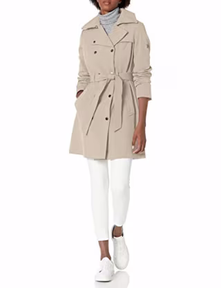 Calvin Klein Double Breasted Belted Rain Jacket