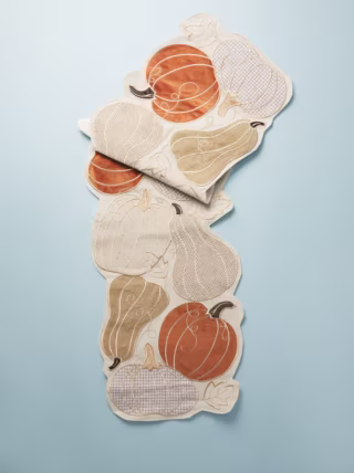 Shabby Chic Pumpkin Applique Table Runner