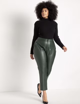 Eloquii Classic Fit Slim Faux Leather Pant