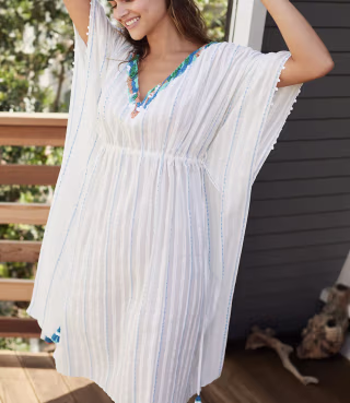 Anthropologie Ocean Beaded Caftan