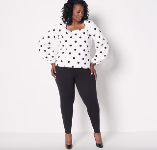 Girl With Curves Ponte Square Neck Blouse