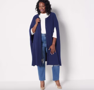 Girl With Curves Button Front Cardigan Cape