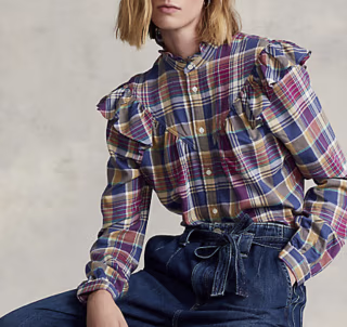 Polo Ralph Lauren Plaid Ruffle Shirt