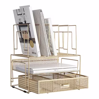 Blu Monaco Workspace Gold Desk Organizers