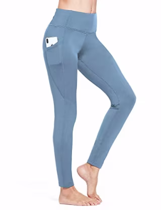 BALEAF Women's Fleece Lined Winter Leggings Thermal Yoga Pants Inner Pocket Paisley Purple Size L