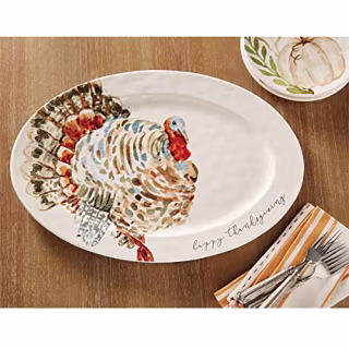 Mud Pie Watercolor Turkey Platter