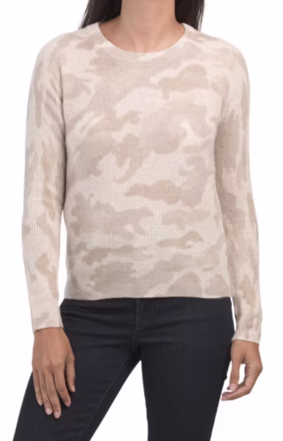 M Magaschoni Cashmere Shaker With Camo Trim