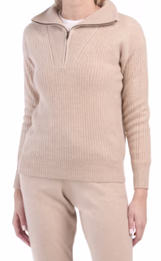 Magaschoni Cashmere Quarter Zip Pullover Sweater