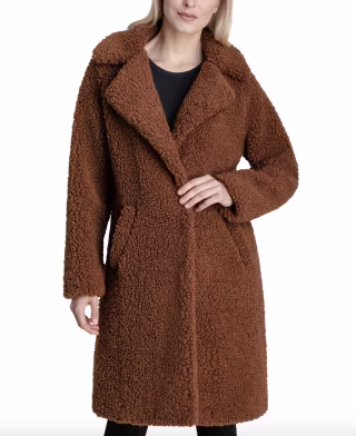 BCBGeneration Notch-Collar Teddy Coat