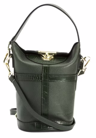 Viola Castellani Made In Italy Leather Bucket Turn Lock Satchel