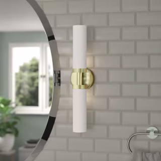 2-Light Dimmable Satin Brass Bath Bar